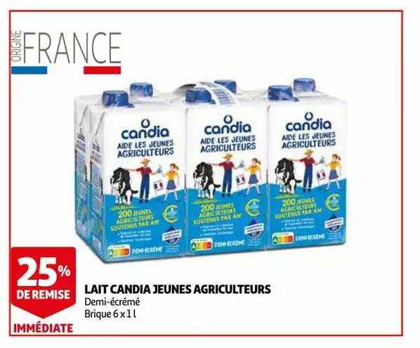 lait candia jeunes agriculteurs 25% de remise immédiate