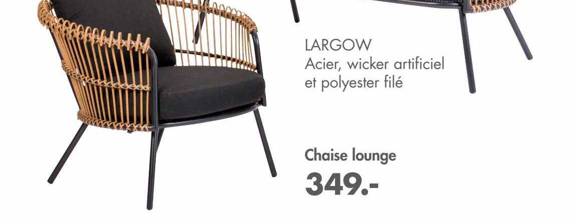 chaise lounge largow acier wicker artificiel et polyester filé