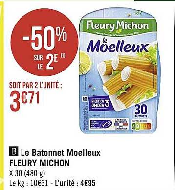 le batonnet moelleux fleury michon -50% sur le 2e