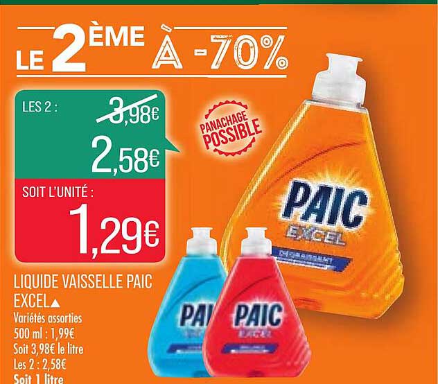 Liquide Vaisselle Paci Excel Le 2ème à -70%
