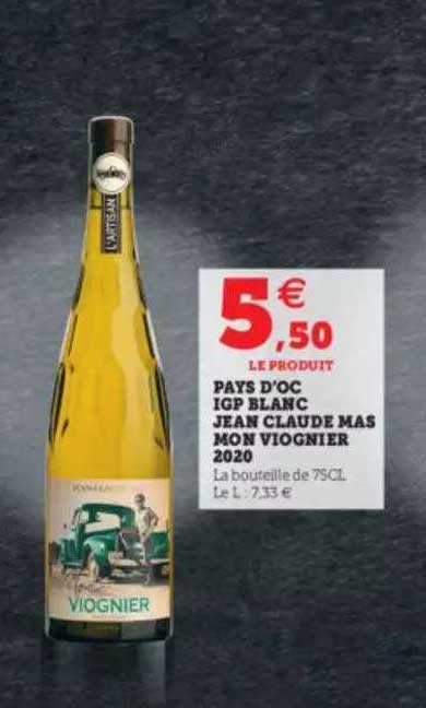 pays d'oc igp blanc jean claude mas mon viognier 2020