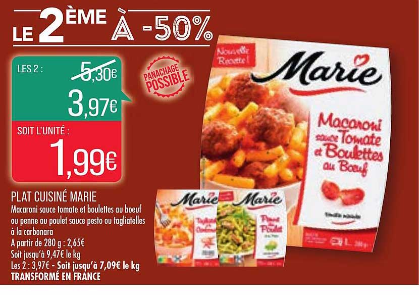 pla cuisiné marie le 2ème à -50%