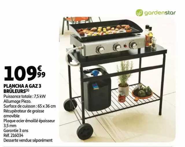 Plancha à Gaz 3 Brûleurs Gardenstar