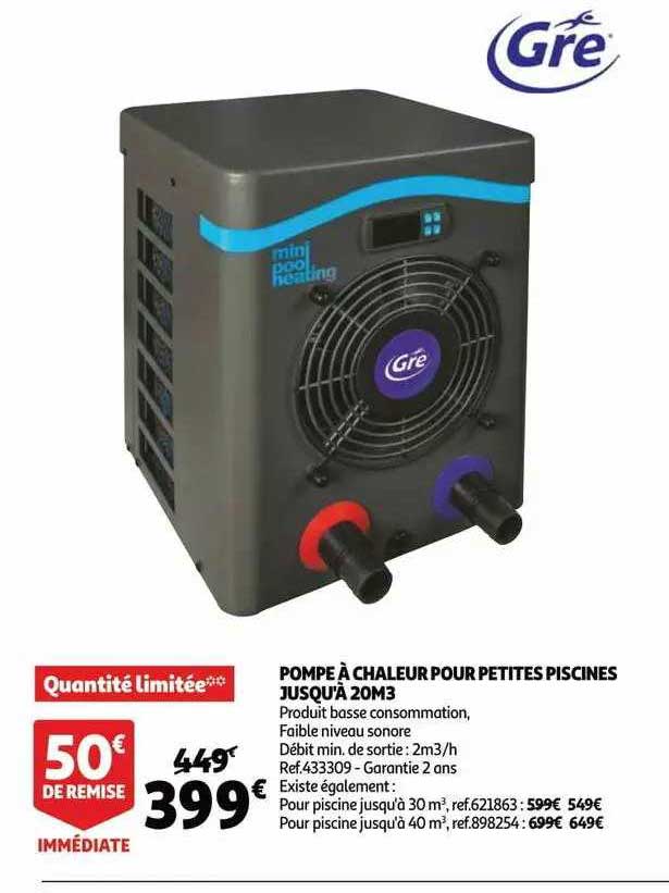 pompe à chaleur pour petites piscines jusqu'à 30m3 gre