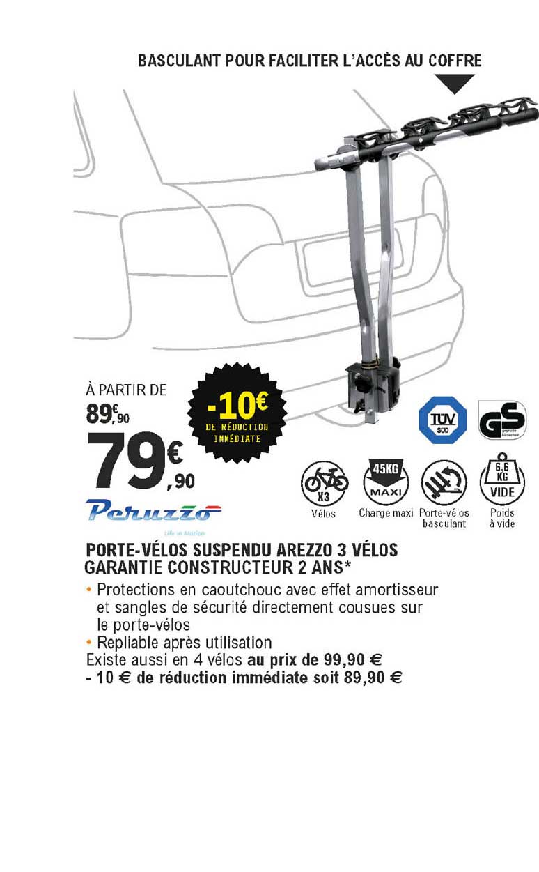 porte-vélos suspendu arezzo vélos peruzzo