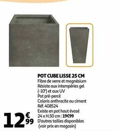 Pot Cube Lisse 25 Cm