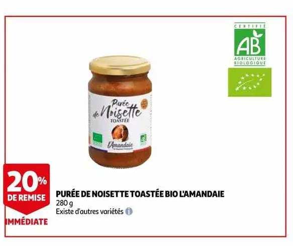 purée de noisette toastée bio l'amande 20% de remise immédiate