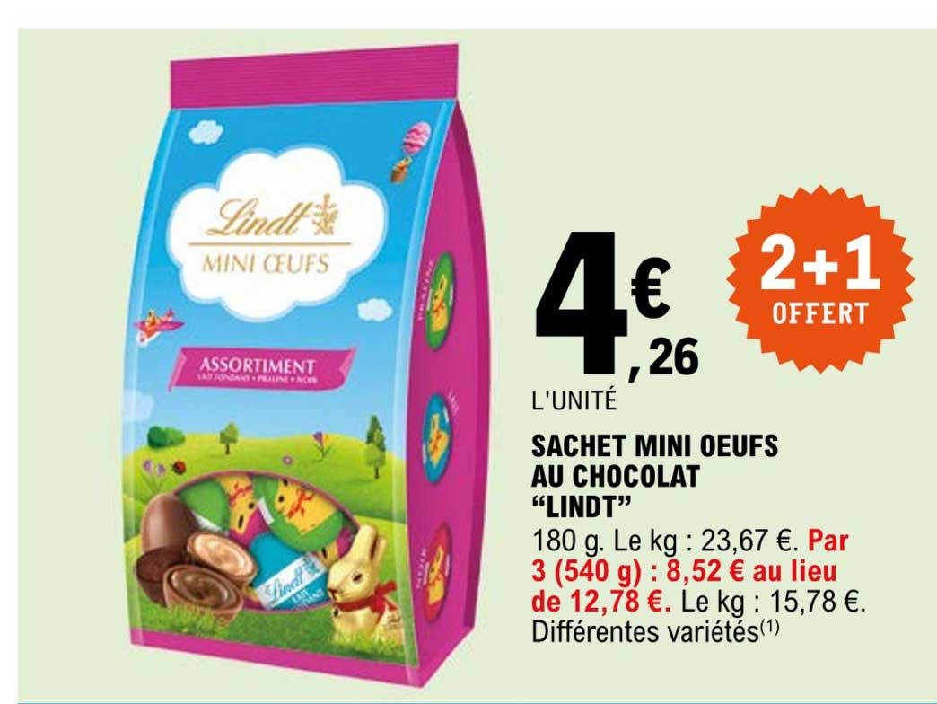 Sachet Mini Oeufs Au Chocolat Lindt 2+1 Offert