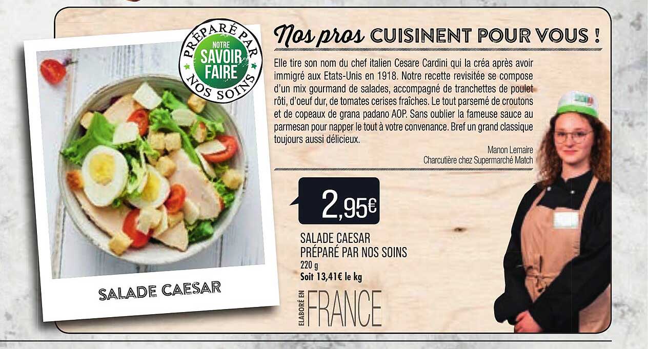 salade caesar préparé par nos soins