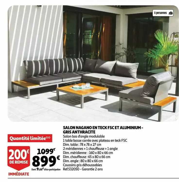 Salon Nagano En Teck Fsc Et Aluminium Gris Anthracite