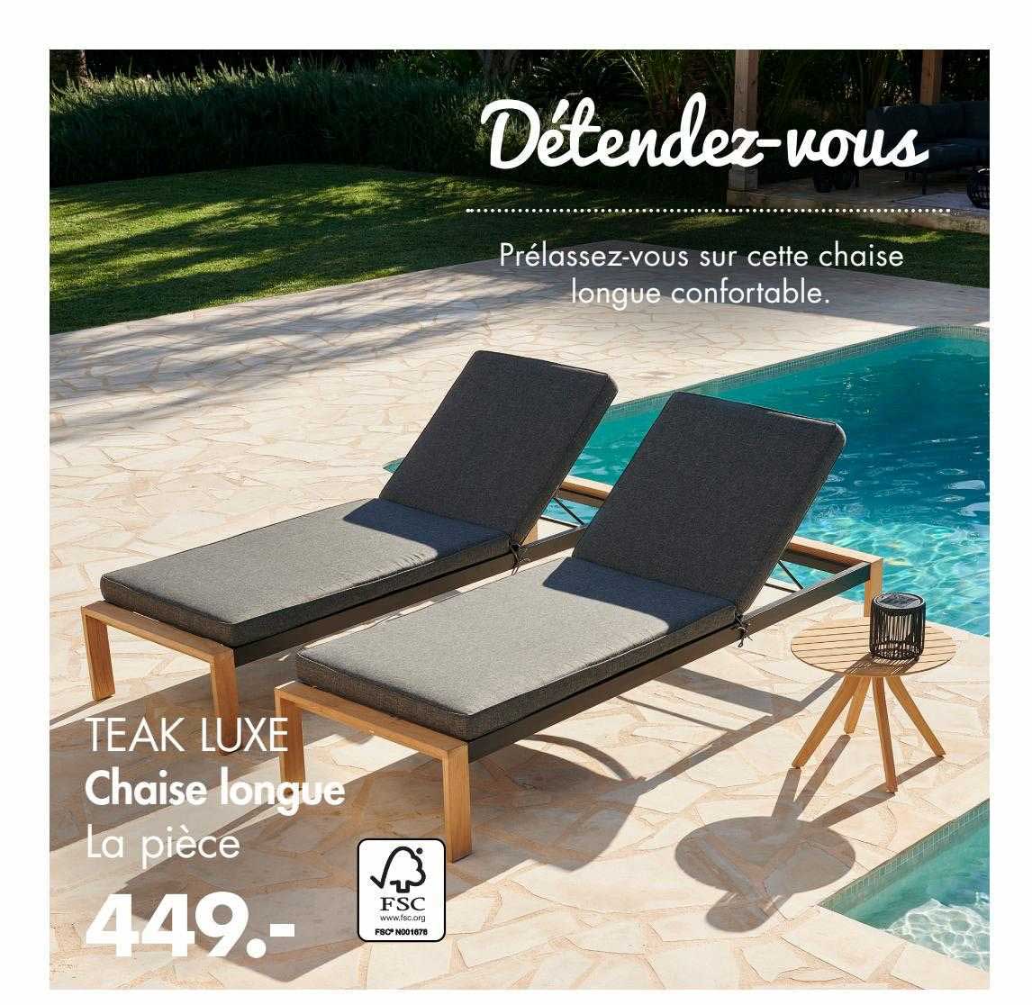 teak luxe chaise longue