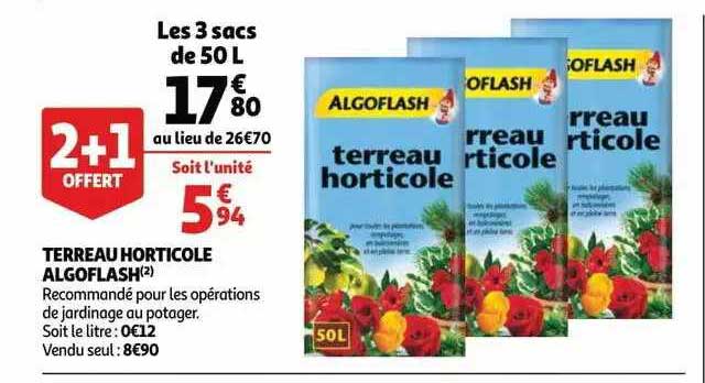 Terreau Horticole Algoflash 2+1 Offert