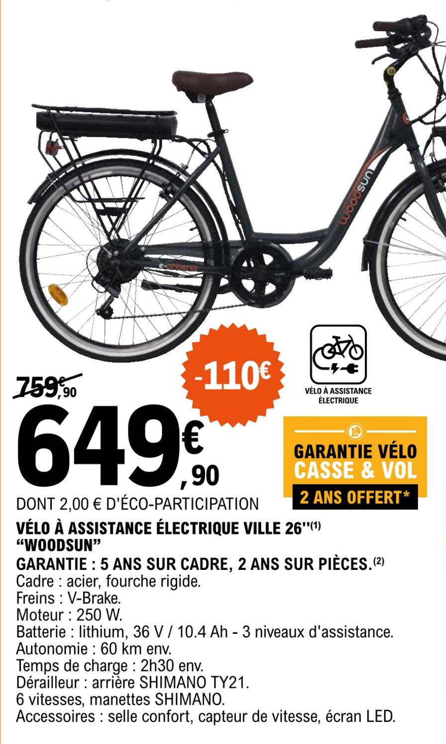 vélo à assistance électrique ville 26" woodsun