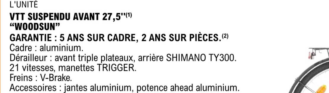 vtt suspendu avant 27.5" woodsun