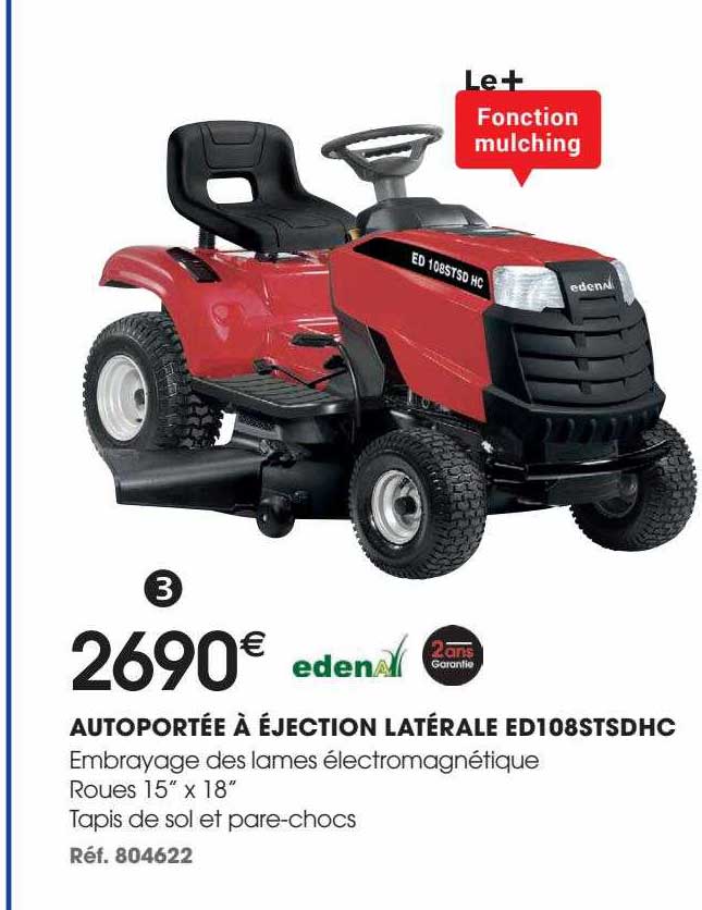 autoportée à éjection latérale edena ed108stsdhc
