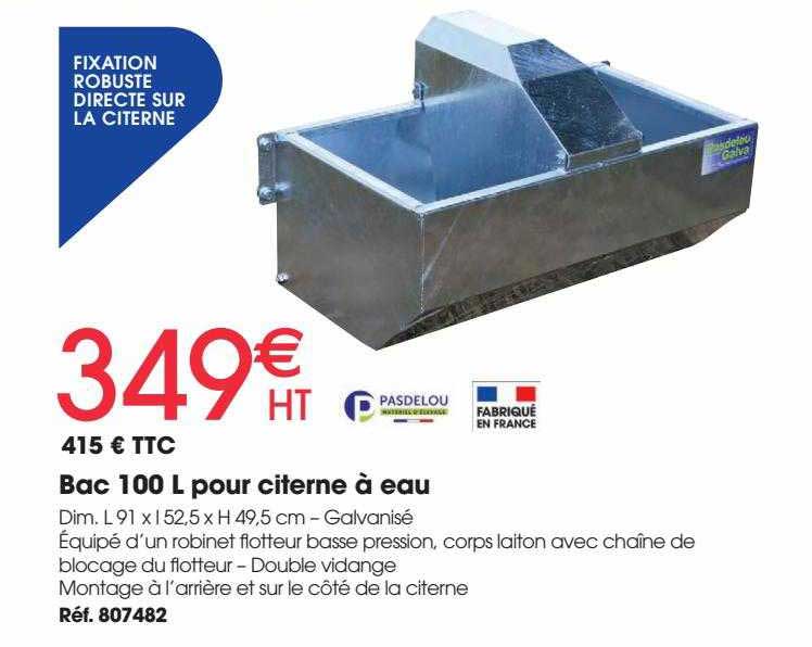 bac 100 l pour citerne à eau