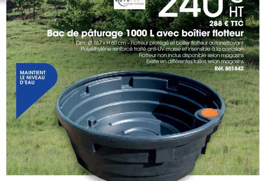 bac de pâturage 1000 l avec boîtier flotteur