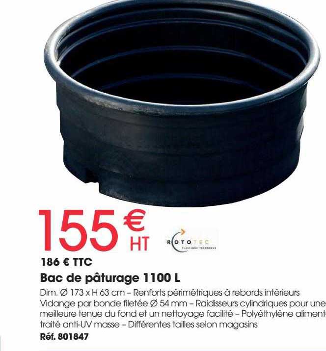 bac de pâturage 110 l