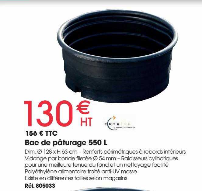 bac de pâturage 550 l