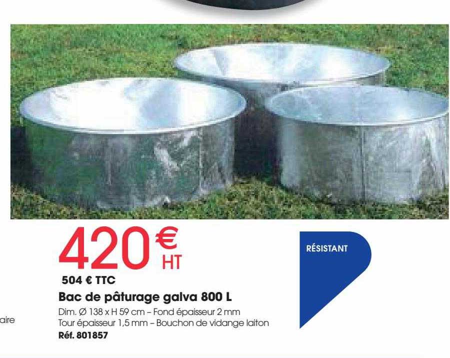 bac de pâurage galva 800 l