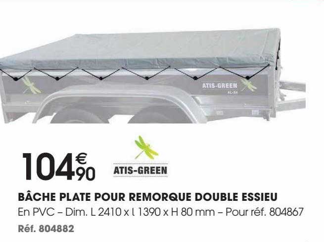 bâche plate pour remorque double essieu atis-green