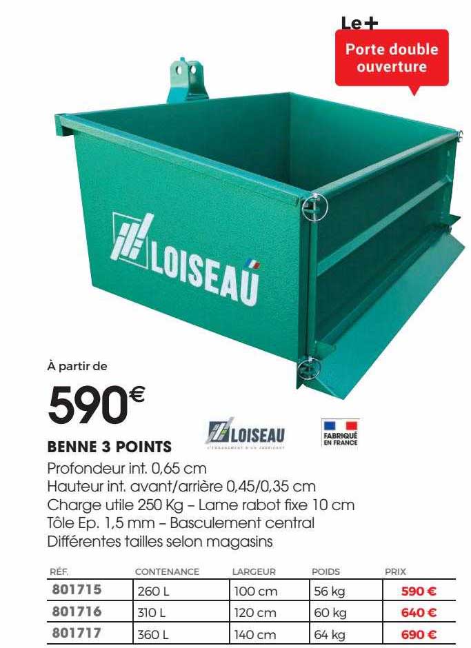 benne 3 points loiseau