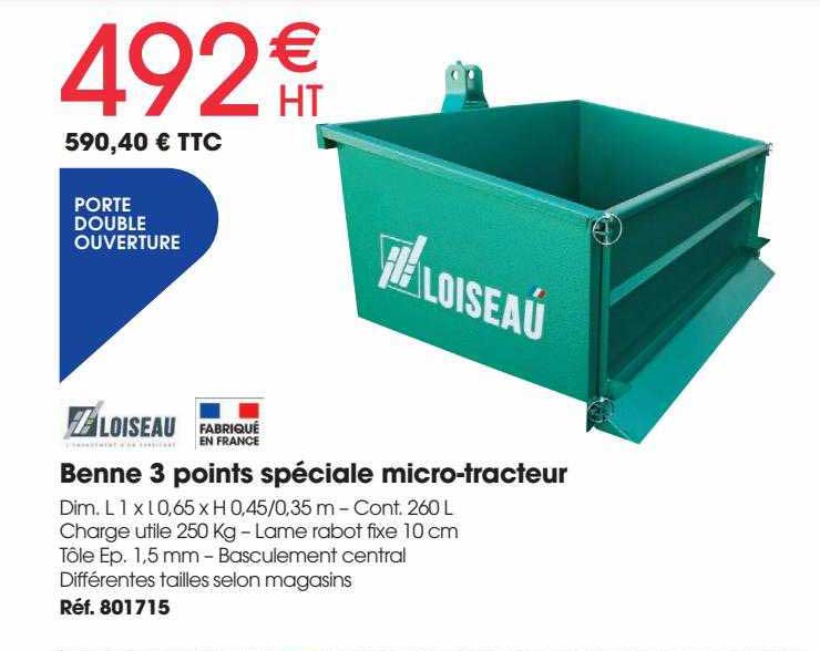 benne 3 points spéciale micro-tracteur