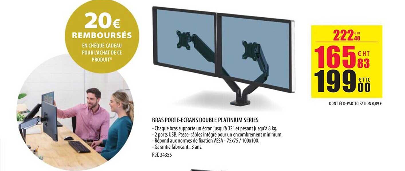 bras porte-écran double platinium series