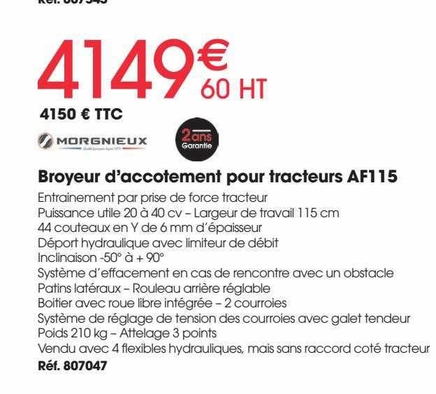 Broyeur D'accotement Pour Tracteurs Af115 Morgnieux