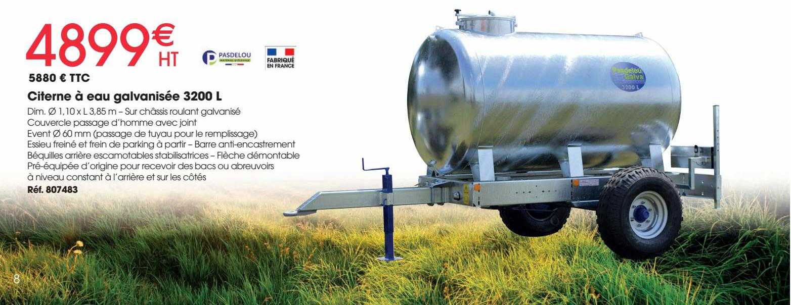 citerne à eau galvanisée 3200 l