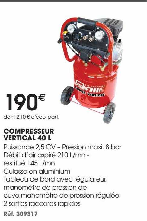 compresseur vertical 40 l prodif