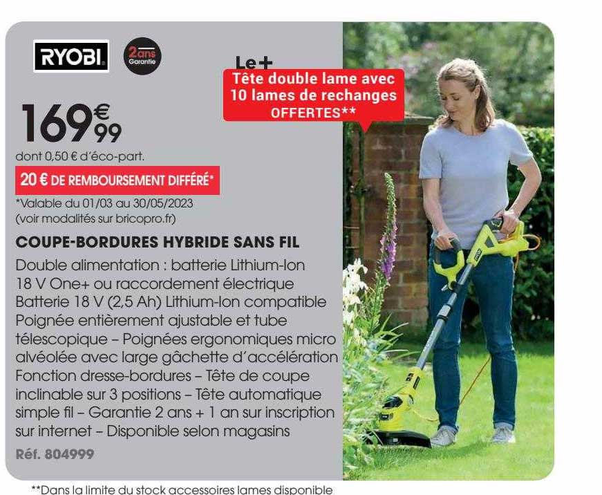 coupe-bordures hybride sans fil ryobi