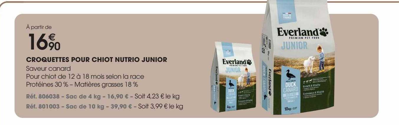 croquettes pour chiot nutrio junior everland