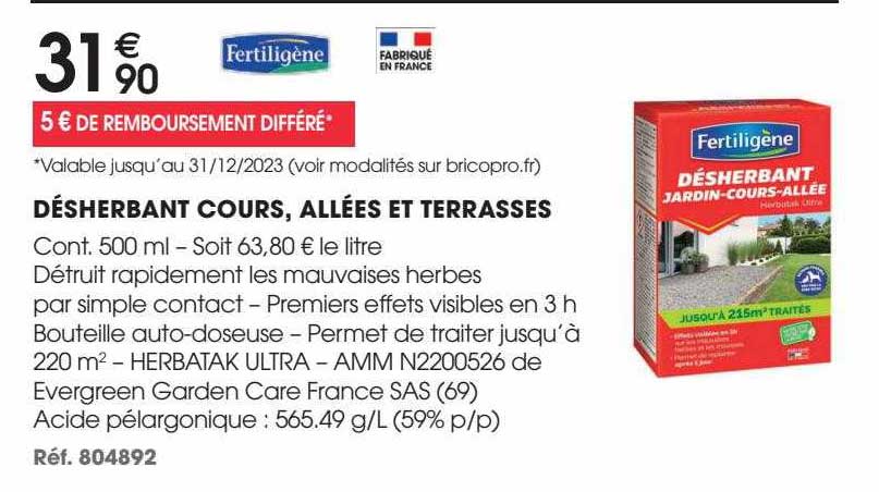 désherbant cours, allées et terrasses fertiligène