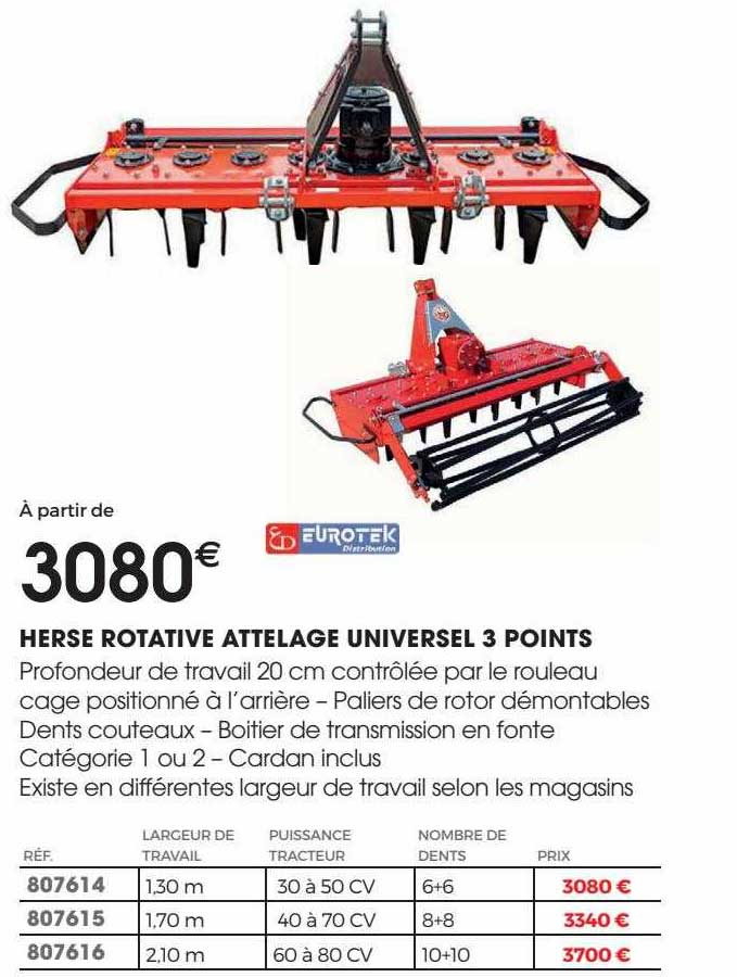 herse rotative attelage universel 3 points eurotek