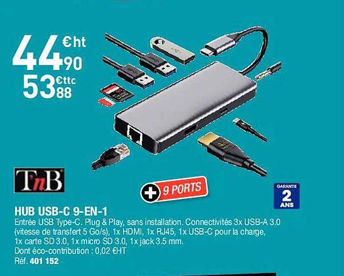 hub usb-c 9-en-1 t'nb