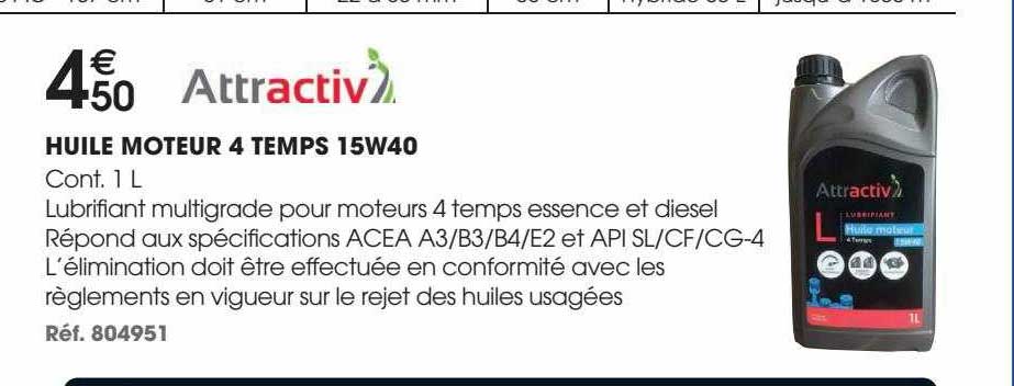 huile moteur 4 temps 15w40 attractiv