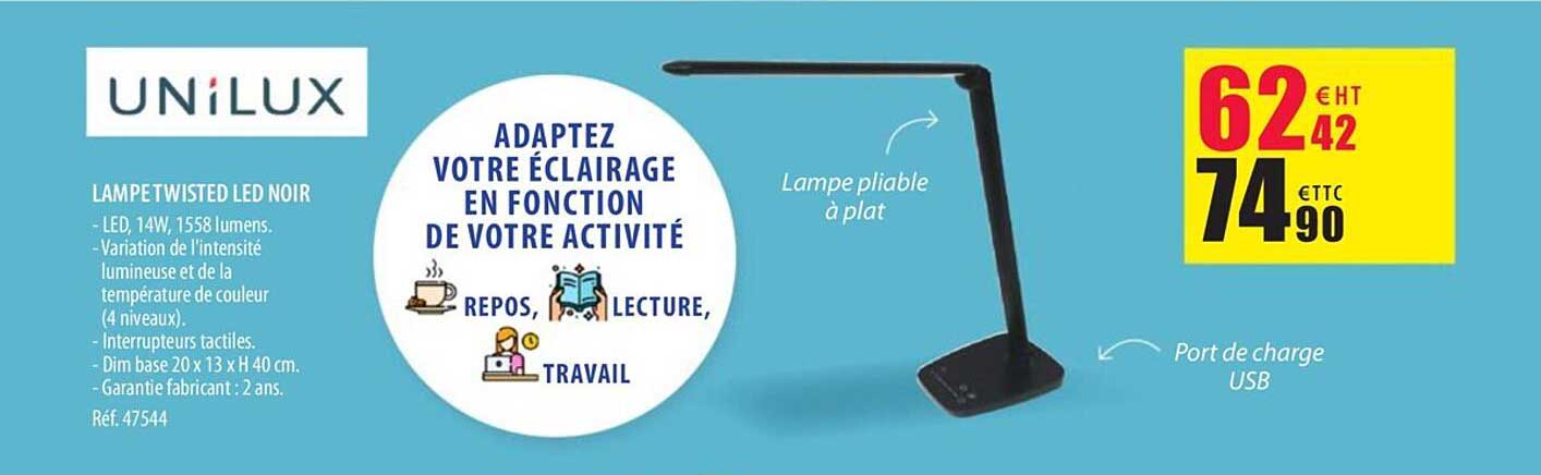 lampe twisted led noir