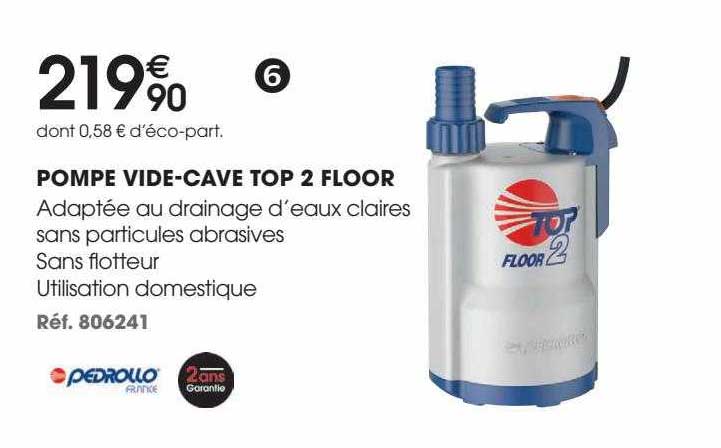 pompe vide-cave top 2 floor pedrollo