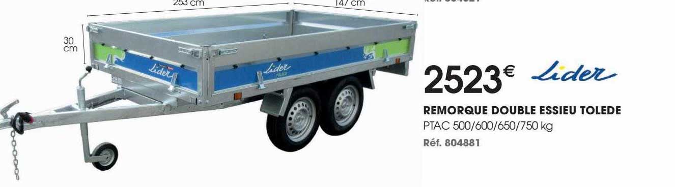 remorque double essieu tolede lider