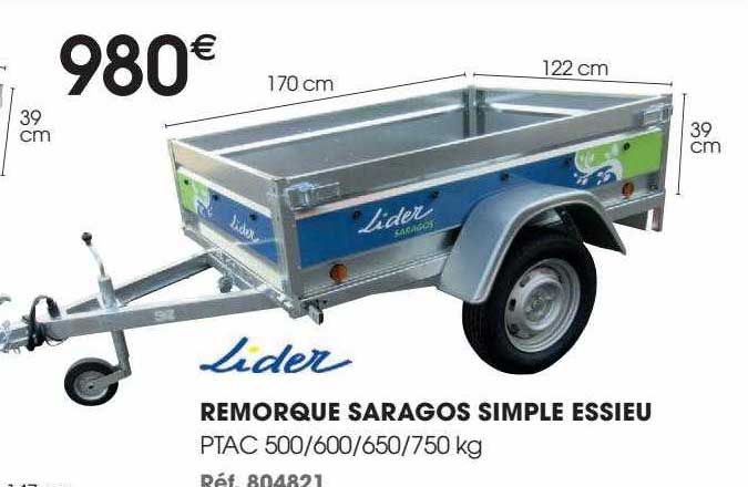 remorque saragos simple essieu lider