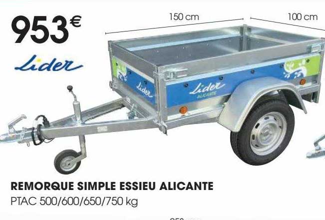 remorque simple essieu alicante lider