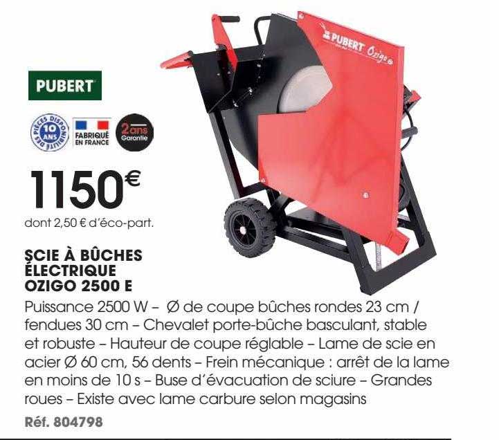 scie à bûches électrique ozigo 2500 e pubert