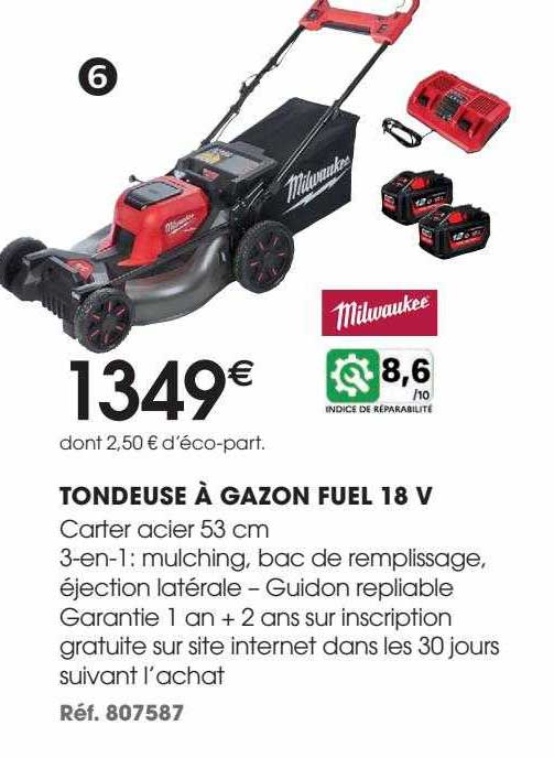 tondeuse à gazon fuel 18 v milwaukee
