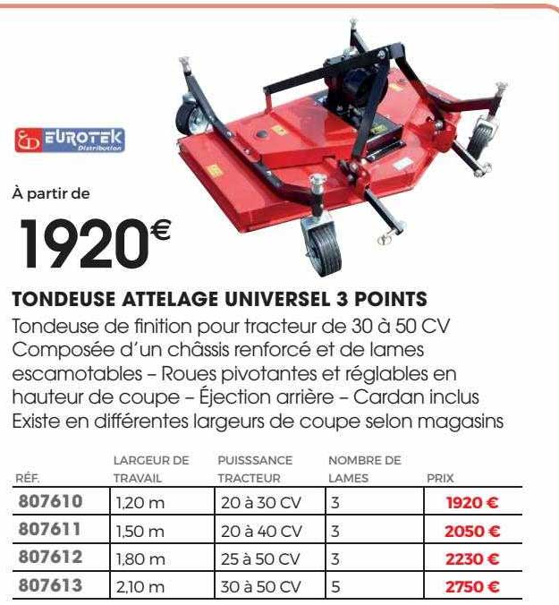 tondeuse attelage universel 3 points eurotek