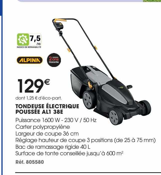 tondeuse électrique poussée al1 38e alpina