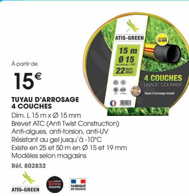 tuyau d'arrosage 4 couches atis-green