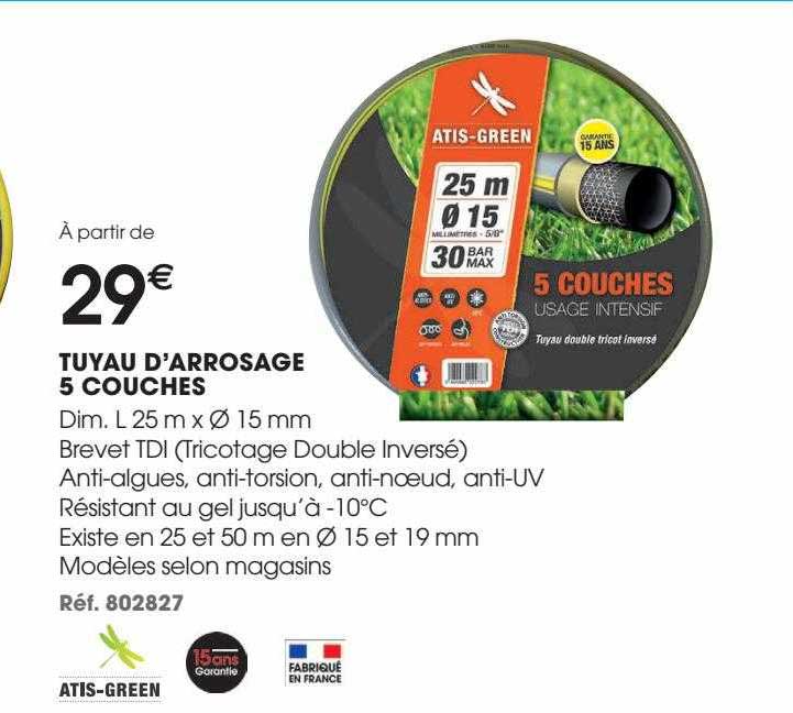 tuyau d'arrosage 5 couches atis-green