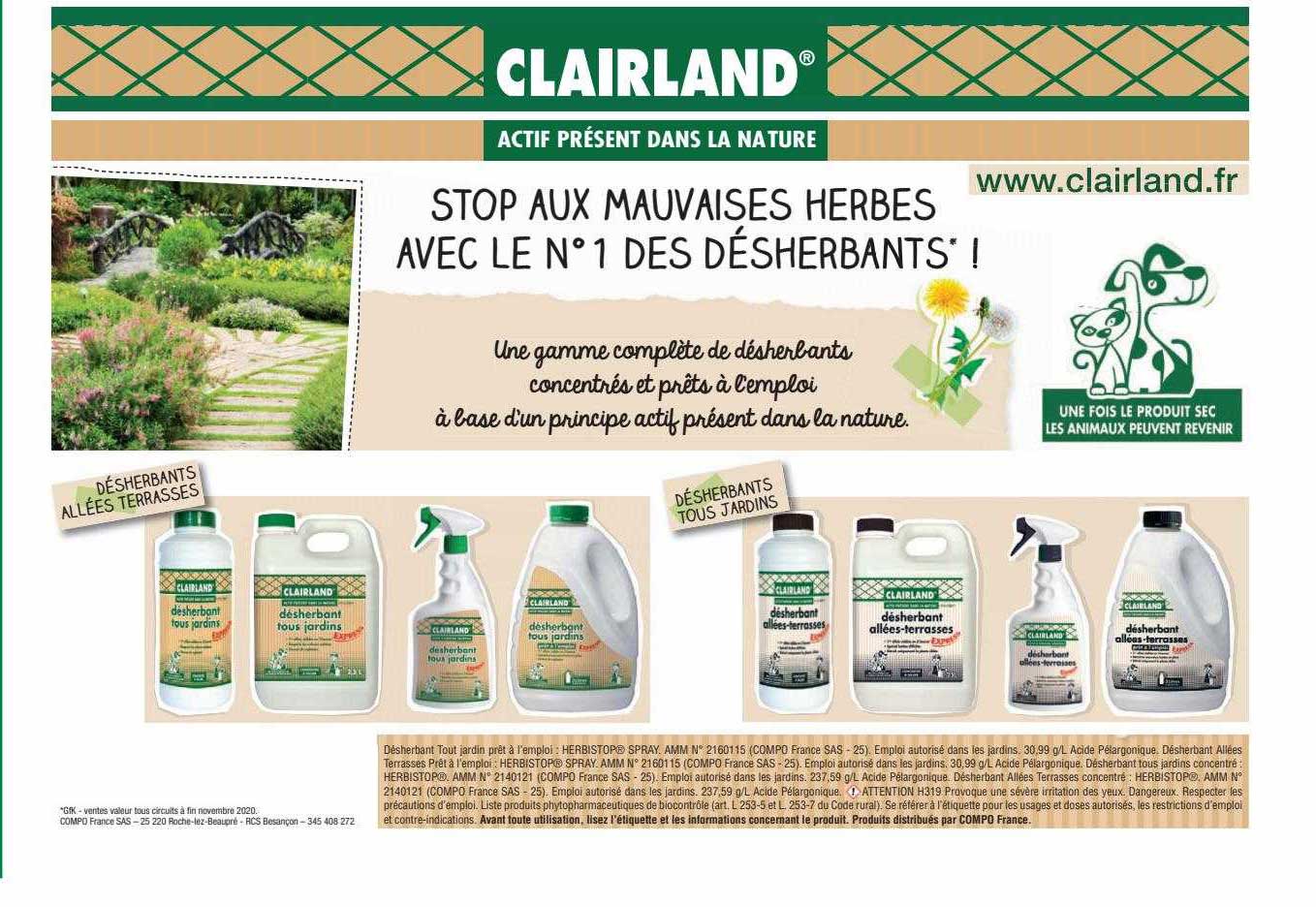 une gamme complète de désherbants clairland
