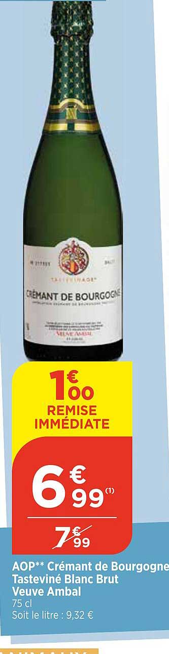 aop crémant de bourgogne tasteviné blanc brut veuve ambal